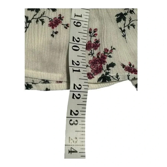 American Eagle Women's Small Floral Smocked Bell Sleeve Top White - Picture 6 of 8